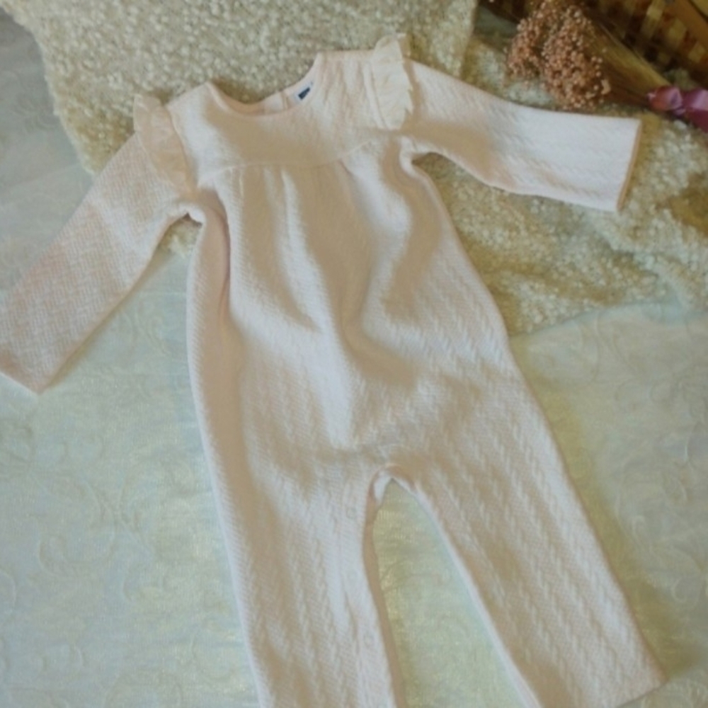 Janie and Jack Light Pink Textured Baby Outfit